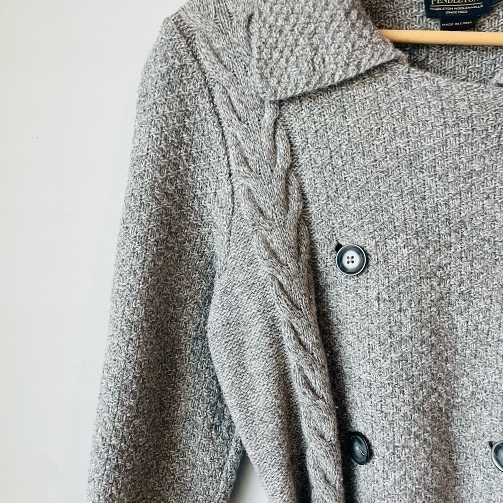 Pendleton Gray Belted Cable Knit Sweater Rare - image 6